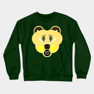 Grizzly Bear Face, Pale Yellow tones Crewneck Sweatshirt